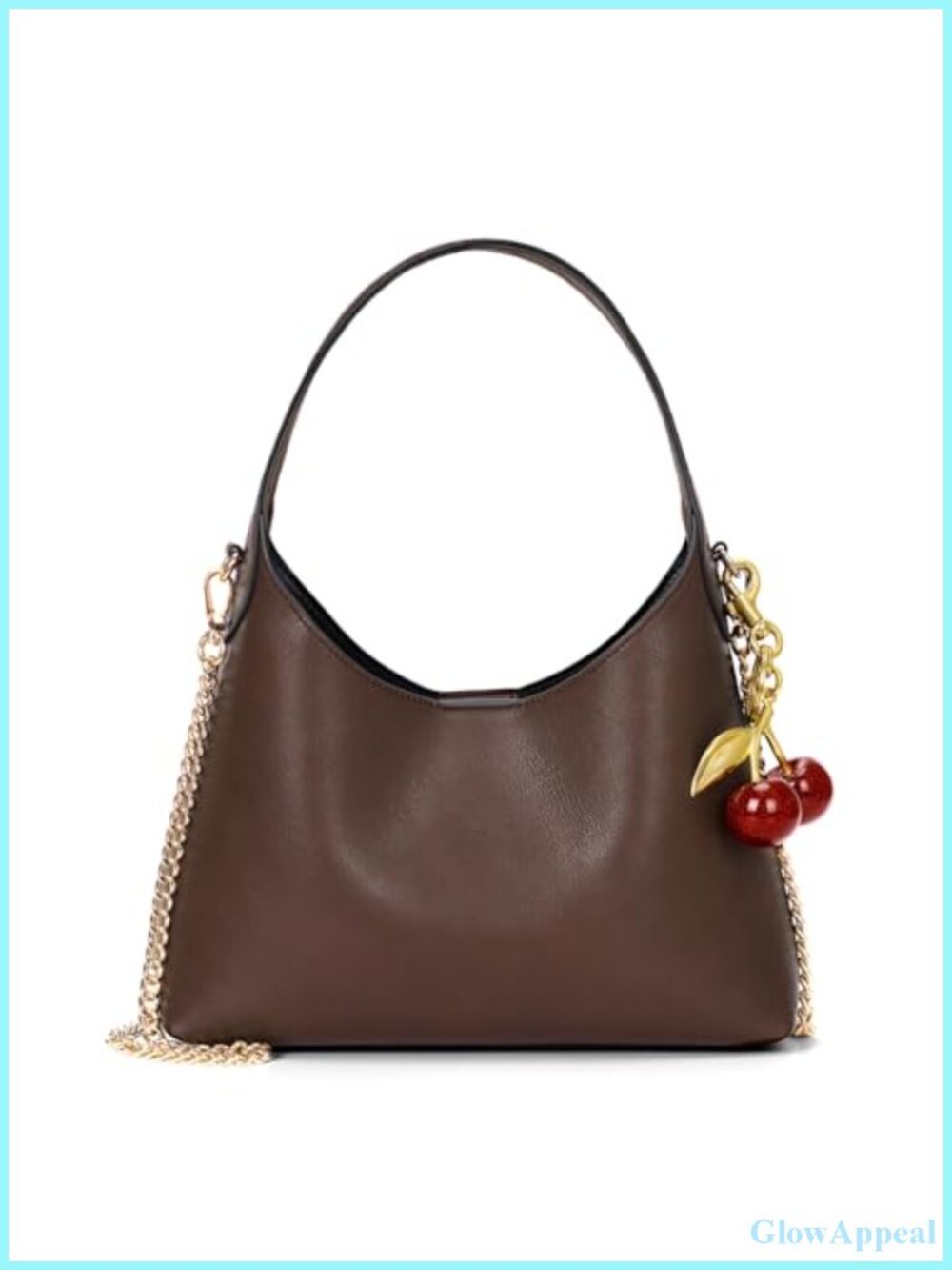 Small Hobo Bag for Women Faux Leather Chain Shoulder Purse Cherry Tote Handbag